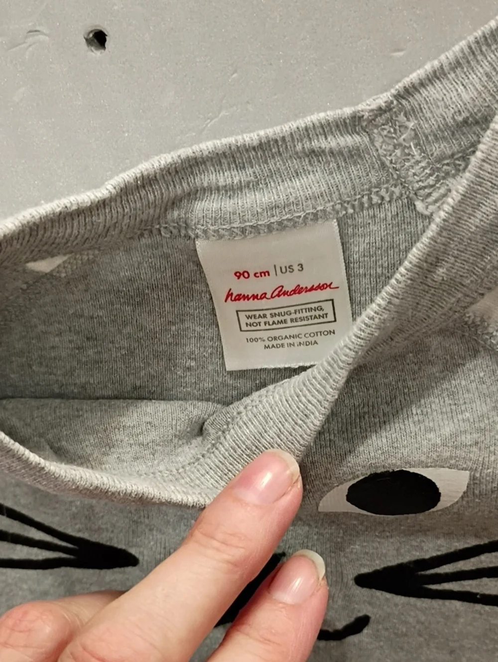 Hanna Andersson Gray & White Striped Cat Face with Ears Pajama Set Size 3